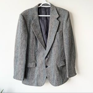 Vintage Harris Tweed Hand Woven Scottish Wool Herringbone Blazer
